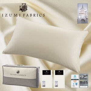 (50×90cm)ハンガリー産ホワイトダックダウンピロー(羽毛枕)＆ピローケース:パールホワイト【1501068】