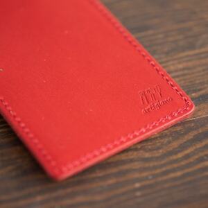 【本革 パスケース】ICカード 社員証 両面 2枚収納 ストラップ付き【apo-08hn-RD】【1396165】