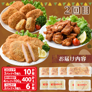 ＜新登場＞人気揚げ物詰め合わせ定期便(全3回) 惣菜 総菜 おかず お弁当 冷凍 揚げ物 定期便 冷凍食品 揚げるだけ 冷凍コロッケ ころっけ コロッケ 唐揚げ からあげ メンチカツ ハムカツ グルメ【m30-10】【森のクロケッタ】