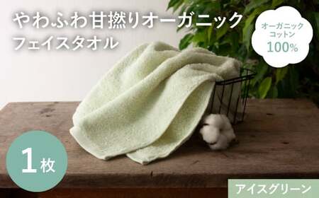 やわふわ甘撚りオーガニック フェイスタオル(アイスグリーン×1枚) 【m100-22-1P-B】【トクダ】