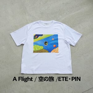 ＜新登場＞VOICE GATHERING アートプリントT-Shirt(A Flight / 空の旅・Lサイズ・1枚) Tシャツ 半袖 トップス ホワイト 白 クルーネック M L サイズ アート デザイン 前面 プリント アーティスト デザイナー 【m103-01-etepin05-L】【パルファン】