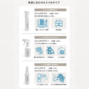 無臭化を目指す消臭スプレー「MUSHCA」3種セット