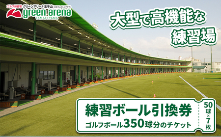 ゴルフ場 練習 ボール 350球 引換券 平日 休日 グリーンアリーナ玉手山 