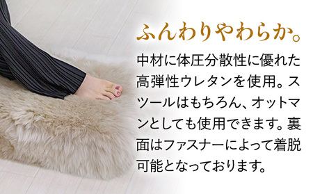 ムートン プフ クッション PAVE プラチナム 40cm × 40cm 1個 有限会社クラフトワークス 《30日以内に出荷予定(土日祝除く)》大阪府 羽曳野市 インテリア 羊 羊毛 