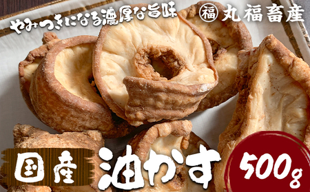国産油かす 約500g 丸福畜産《30日以内に出荷予定(土日祝除く)》大阪府 羽曳野市 あぶらかす 国産 国産牛 黒毛和牛 使用 小腸 揚げ物