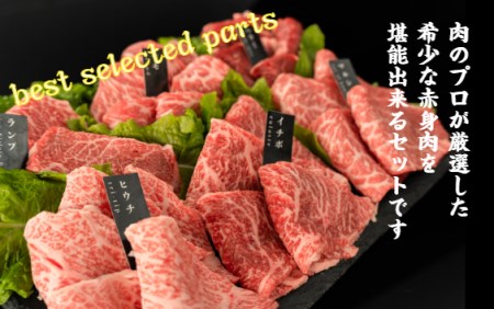 No.789 国産牛赤身希少部位焼肉セット4種盛約400g ヒマラヤレッド岩塩