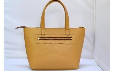 ファスナー開閉手提げ（トートバッグ）色・キャメル【革レザーバックバッグトートジップファスナー収納力大容量無地カジュアルビジネス大阪府門真市】