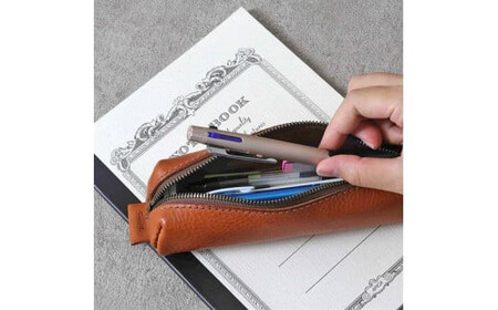 色/チョコ トラぺ・ペンケース TowaRe:トワリ 本革 レザー ペンケース