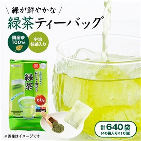 【16個入り】日常茶 ファミリーパック 緑が鮮やかな緑茶ティーバッグ 160g(40p)【1607174】