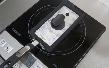 No.385 卵1ケで厚焼玉子が出来るIH対応ステンレス玉子焼スリム型＆専用シリコンカバー（フタ付）