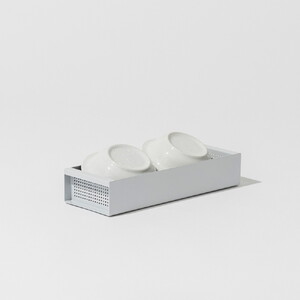 No.452-02 置き場所が自由な水切りカゴ　CARGO H55 グレー ／ 水切り バスケット 省スペース キッチン収納 セパレート 吸水構造 コンパクト 持ち運び 重ね置き 整理整頓 おしゃれ 時短 家事 大阪府