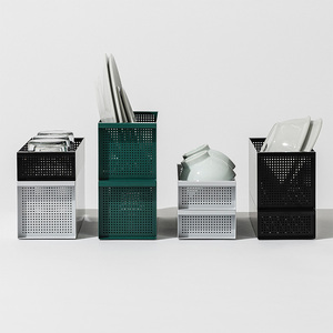 No.453-02 置き場所が自由な水切りカゴ CARGO H110 グレー / 水切り バスケット 省スペース キッチン収納 セパレート 吸水構造 コンパクト 持ち運び 重ね置き 整理整頓 おしゃれ 時短 家事 大阪府