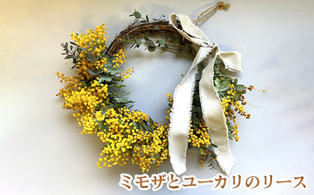 No.181 春の訪れ　人気のミモザとユーカリのリース