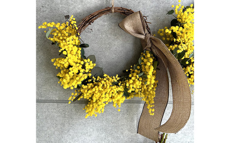 No.181 春の訪れ　人気のミモザとユーカリのリース