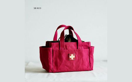 木の庄帆布 ミルクトートラウンドバッグ#38 RED / RED ｰ シンプルでいて、使い方は無限大 自由自在なトートバッグ