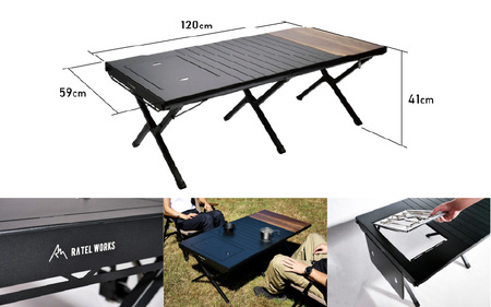 【 RATEL WORKS(ラーテルワークス) 】WOOD PANEL TABLE120(ウッドパネルテーブル120) ‐コンパクト収納&軽量で持ち運び、車へ積み込み、家での収納どれをとっても快適!