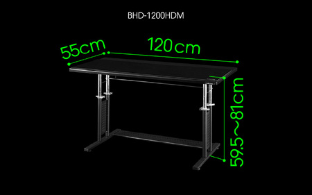 【Bauhutte】ゲーミングデスクHD（BHD-1200HDM-BK） - タフ＆スピーディー強化版ゲーミングデスク