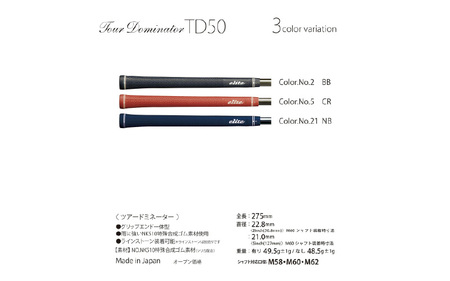 TD50 バックライン無ネイビー ゴルフグリップ 5本セット - プレーヤーの可能性を最大限に引出すモデル