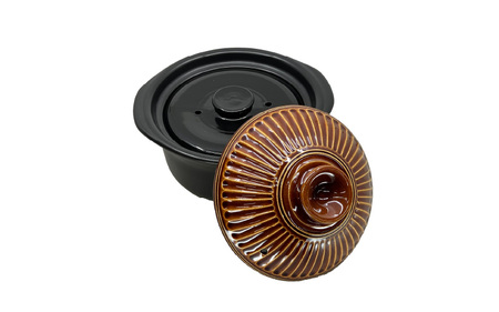 マジカル深土鍋ＩＨ３合炊き菊花アメ釉 - 土鍋でふっくらご飯！IH対応 水量目盛り線つき