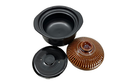 マジカル深土鍋ＩＨ３合炊き菊花アメ釉 - 土鍋でふっくらご飯！IH対応 水量目盛り線つき