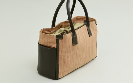 柿渋先染め巾着式ボストンバッグ