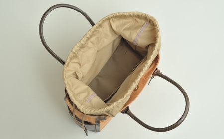 柿渋先染め巾着式ボストンバッグ