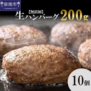 【無添加】食べ応え抜群！ 生ハンバーグ 200g 10個【087D-038】