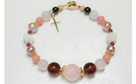 天然石ブレスレット 「恋するクロス」ゴールド【007C-074】