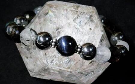天然石ブレスレット 「戦う戦士たちへ」ブラック【007C-076】