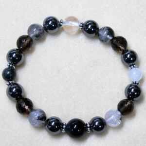 天然石ブレスレット 「戦う戦士たちへ」ブラック【007C-076】