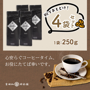 バリ・アラビカ神山イタリアン 250g×4袋／粉【010D-091】