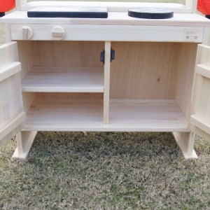 手作り木製ままごとキッチン 露店バージョン 椅子2脚付き【007A-054