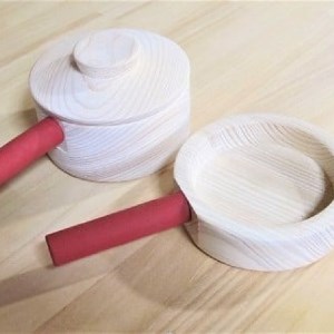 手作り木製ままごと用お鍋・フライパンセット【007D-079】