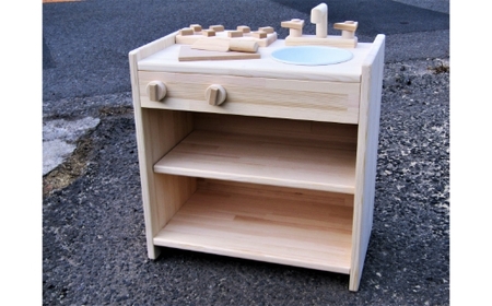 手作り木製ままごとキッチン 素材色 KHM-C【007B-088】