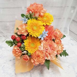 お任せ アレンジメント 生花 お祝い オレンジ系【配送不可地域:離島】【1343818】