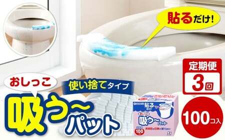 【隔月3回定期便】 おしっこ吸う～パット 100コ入 × 3回 合計300個
