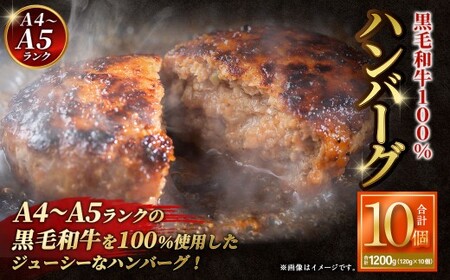 【A4～A5ランクの黒毛和牛100%】 ハンバーグ 120g×10個 （計1.2kg） ／ 黒毛和牛 黒毛和種 和牛 国産牛 牛肉 お肉 肉 大阪府 阪南市 冷凍
