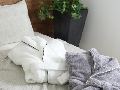 【 パールグレーM 】 スーピマ コットン 無撚糸 バスローブ SP100