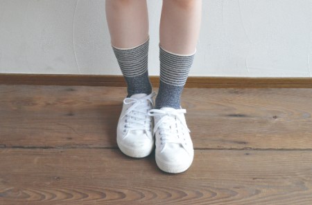 【 Mサイズ：22cm～24cm】 天衣無縫 履き口 締め付けない 内側オーガニックコットン いつもソックス ボーダー 3足 セット han021-ITSUB-M ネイビー ワイン ダークブラウン 靴下 くつ下 綿