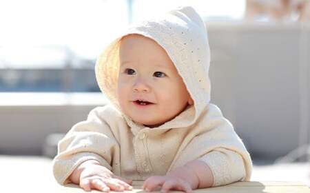 【ナチュラル】麻の葉柄 マント co-w90 【7営業日程度で発送】|ベビー ベビー服 赤ちゃん 羽織り フード オーガニックコットン 綿 出産祝い ギフト 新生児～2歳 日本製