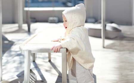 【ナチュラル】麻の葉柄 マント co-w90 【7営業日程度で発送】|ベビー ベビー服 赤ちゃん 羽織り フード オーガニックコットン 綿 出産祝い ギフト 新生児～2歳 日本製