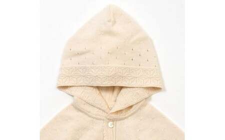【ナチュラル】麻の葉柄 マント co-w90 【7営業日程度で発送】|ベビー ベビー服 赤ちゃん 羽織り フード オーガニックコットン 綿 出産祝い ギフト 新生児～2歳 日本製