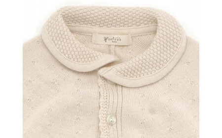 【ナチュラル】衿付き 一重ケープ CO-W9【7営業日程度で発送】|2 ベビー服 ベビー 赤ちゃん ニット ケープ 羽織り オーガニックコットン 綿 新生児～2歳 日本製