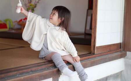 【ナチュラル】衿付き ケープ CO-Ｗ80 【7営業日程度で発送】|オーガニックコットン ニット 赤ちゃん 0歳～2歳 ベビー ベビー服 日本製