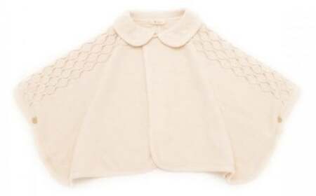 【ナチュラル】衿付き ケープ CO-Ｗ80 【7営業日程度で発送】|オーガニックコットン ニット 赤ちゃん 0歳～2歳 ベビー ベビー服 日本製