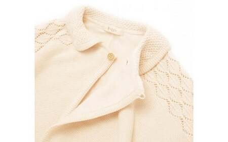 【ナチュラル】衿付き ケープ CO-Ｗ80 【7営業日程度で発送】|オーガニックコットン ニット 赤ちゃん 0歳～2歳 ベビー ベビー服 日本製