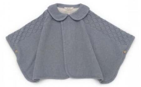 【紺青（洛陽染）】衿付き ケープ 草木染 CO-Ｗ80-89【7営業日程度で発送】| オーガニックコットン ニット 赤ちゃん 0歳～2歳 ベビー ベビー服 日本製
