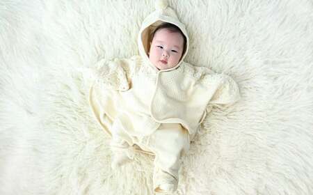 【ナチュラル】 ポップコーン マント CO-Ｗ-27【7営業日程度で発送】| ベビー服 ベビー 赤ちゃん 羽織り ケープ 男女兼用 オーガニックコットン 日本製