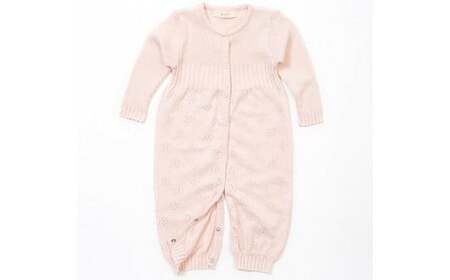 【さくらねずみ（草木染）】クローバー柄 2WAYオール CO-Ｗ42-81 ベビー ベビー服 赤ちゃん 新生児～ 1歳前後 服 ツーウェイオール スナップ留め ドレス型 パンツ オーガニック 綿