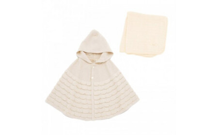 ふんわりセット シェルマント と 6重ガーゼミニケット co-s09【7営業日程度で発送】| ベビー ベビー服 赤ちゃん ニット マント 羽織り スーピマオーガニック綿 ガーゼ ブランケット 新生児～2歳 日本製